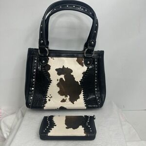 American Bling Conceal carry Purse & Wallet Rhinestone Studs Cow Print Western